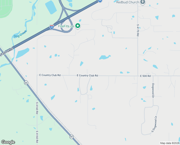 map of restaurants, bars, coffee shops, grocery stores, and more near 22004 South Wildwood Place in Claremore