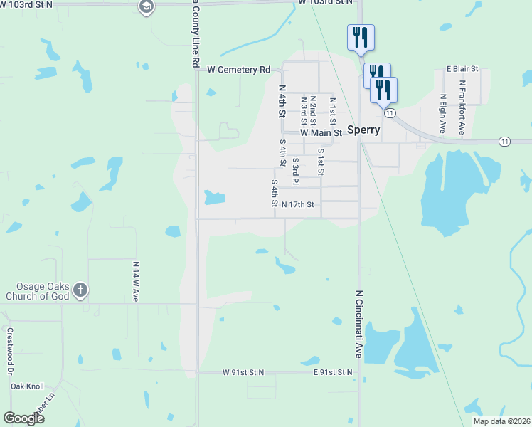 map of restaurants, bars, coffee shops, grocery stores, and more near 408 West Cherokee Street in Sperry