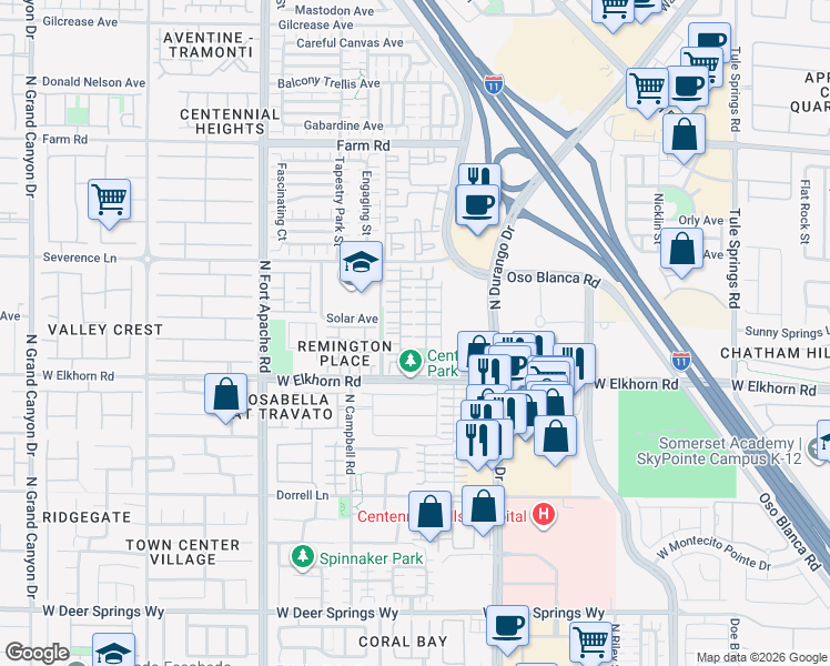 map of restaurants, bars, coffee shops, grocery stores, and more near 8928 Topaz Springs Court in Las Vegas