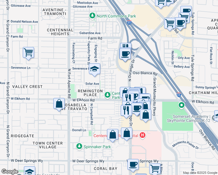 map of restaurants, bars, coffee shops, grocery stores, and more near 8928 Topaz Springs Court in Las Vegas