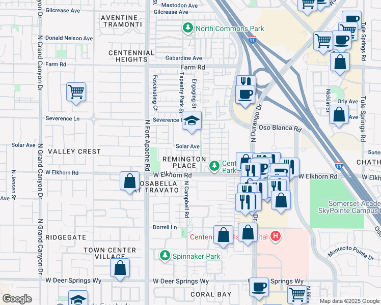 map of restaurants, bars, coffee shops, grocery stores, and more near 9025 Boston Springs Avenue in Las Vegas