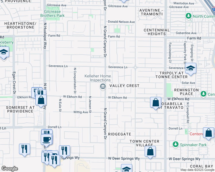 map of restaurants, bars, coffee shops, grocery stores, and more near 9532 Spring Sunset Court in Las Vegas