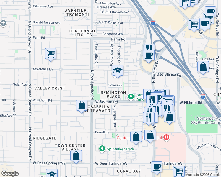 map of restaurants, bars, coffee shops, grocery stores, and more near 7308 Marble Lake Street in Las Vegas