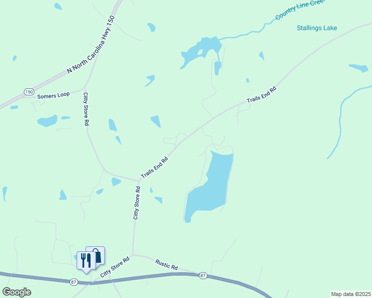 map of restaurants, bars, coffee shops, grocery stores, and more near 271 Trails End Road in Reidsville