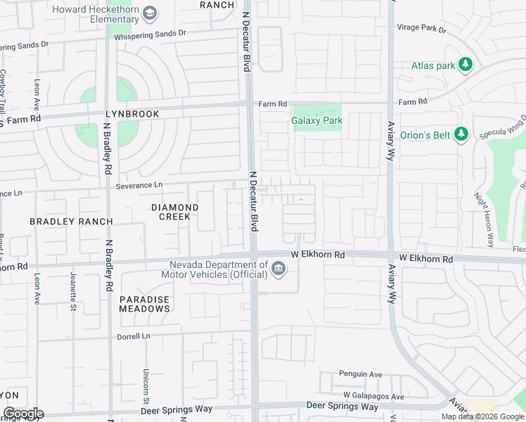 map of restaurants, bars, coffee shops, grocery stores, and more near 7334 North Decatur Boulevard in North Las Vegas