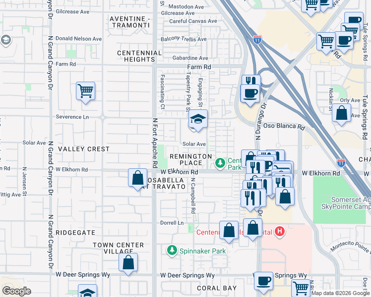 map of restaurants, bars, coffee shops, grocery stores, and more near 7308 Marble Lake Street in Las Vegas