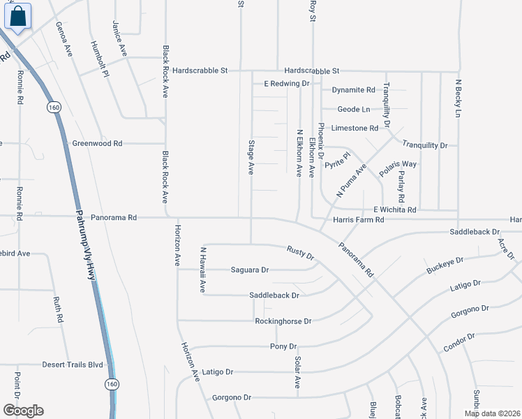 map of restaurants, bars, coffee shops, grocery stores, and more near 1330 Panorama Road in Pahrump