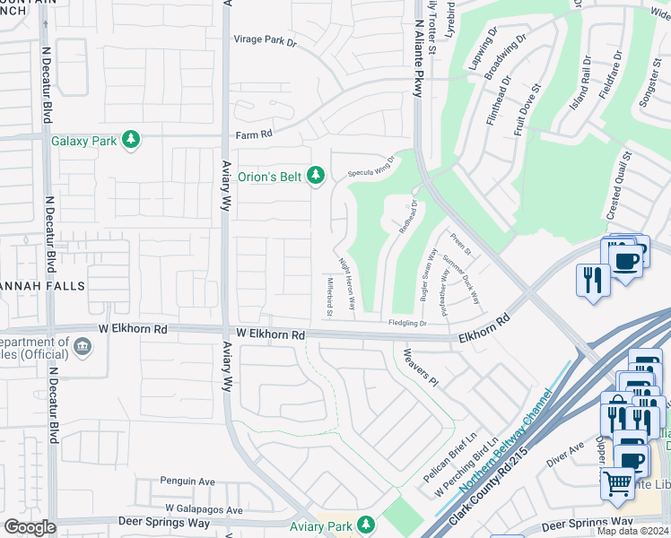 map of restaurants, bars, coffee shops, grocery stores, and more near 3908 Redbreast Lane in North Las Vegas
