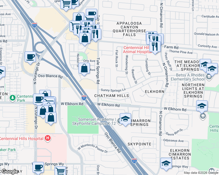 map of restaurants, bars, coffee shops, grocery stores, and more near 7316 Alpine Ridge Street in Las Vegas