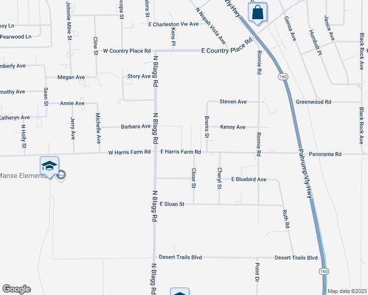 map of restaurants, bars, coffee shops, grocery stores, and more near 5001 Ray Frank Boulevard in Pahrump