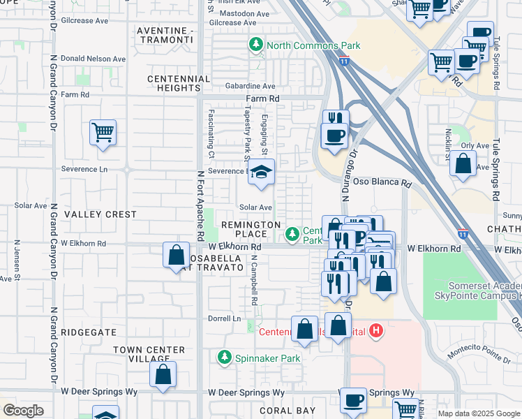 map of restaurants, bars, coffee shops, grocery stores, and more near 9020 Boston Springs Avenue in Las Vegas