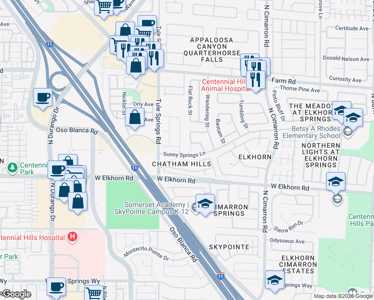 map of restaurants, bars, coffee shops, grocery stores, and more near 7316 Alpine Ridge Street in Las Vegas