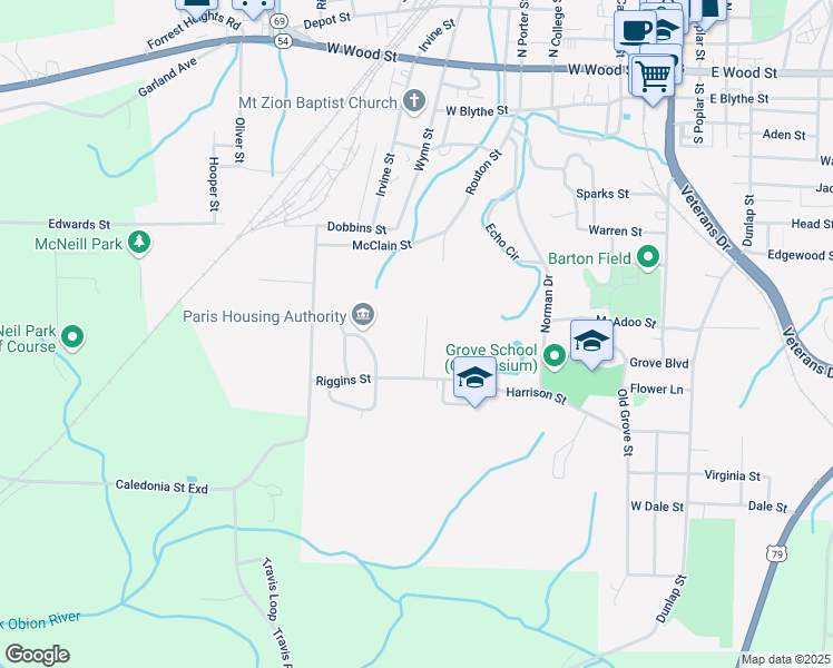 map of restaurants, bars, coffee shops, grocery stores, and more near 430 Harrison Lane in Paris