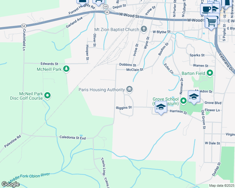 map of restaurants, bars, coffee shops, grocery stores, and more near 923-999 John Lee Drive in Paris