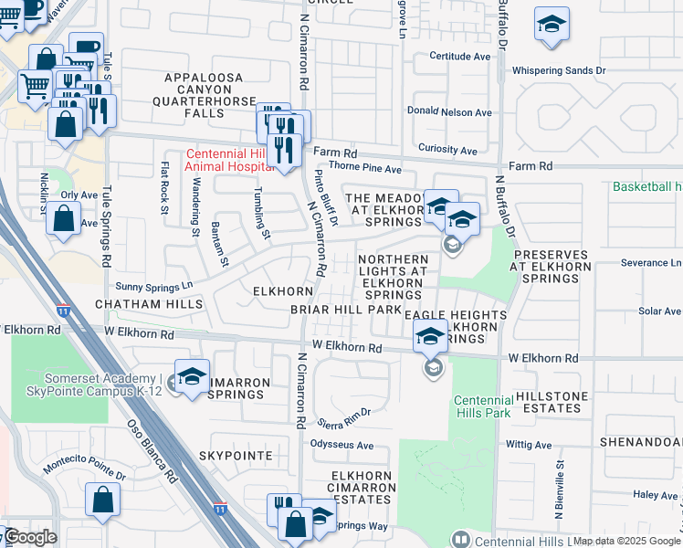 map of restaurants, bars, coffee shops, grocery stores, and more near 7325 Misty Glow Court in Las Vegas