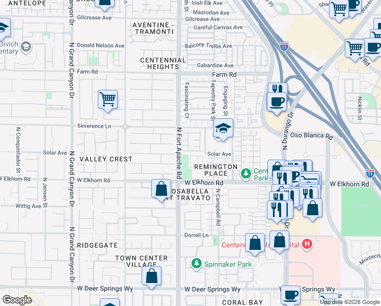 map of restaurants, bars, coffee shops, grocery stores, and more near in Las Vegas