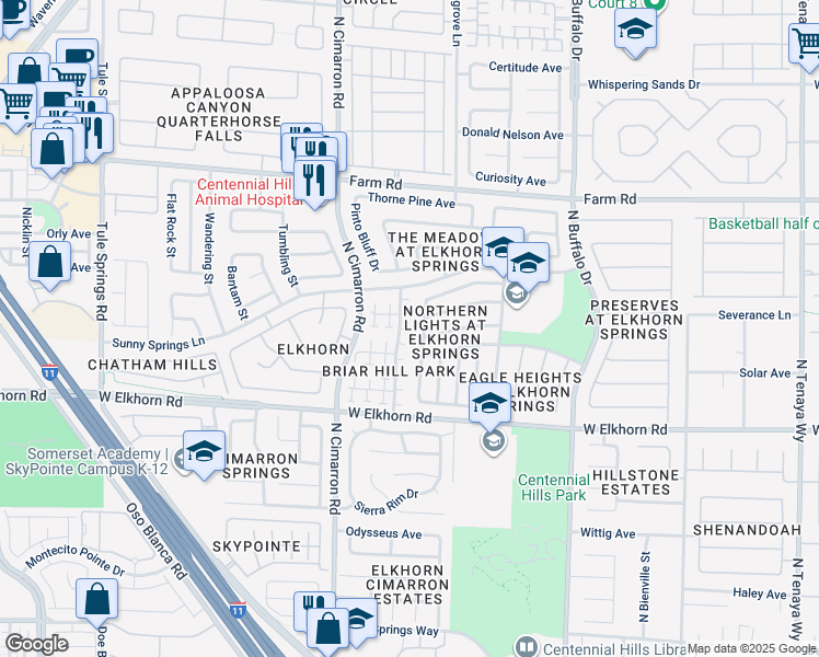 map of restaurants, bars, coffee shops, grocery stores, and more near 7900 Citrus Meadow Court in Las Vegas