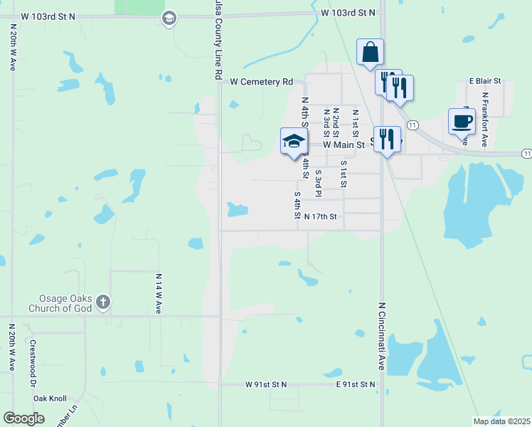 map of restaurants, bars, coffee shops, grocery stores, and more near 495 West Cherokee Street in Sperry