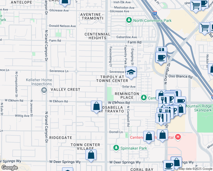 map of restaurants, bars, coffee shops, grocery stores, and more near North Fort Apache Road in Las Vegas