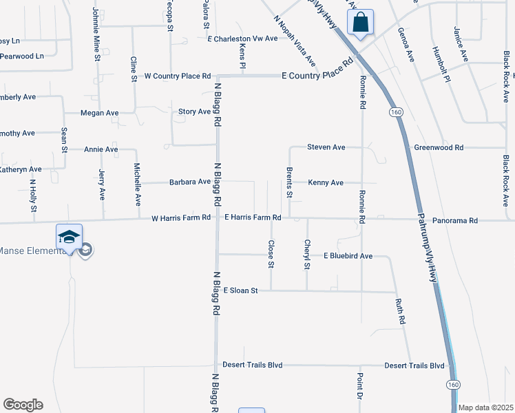 map of restaurants, bars, coffee shops, grocery stores, and more near 5021 Ray Frank Boulevard in Pahrump