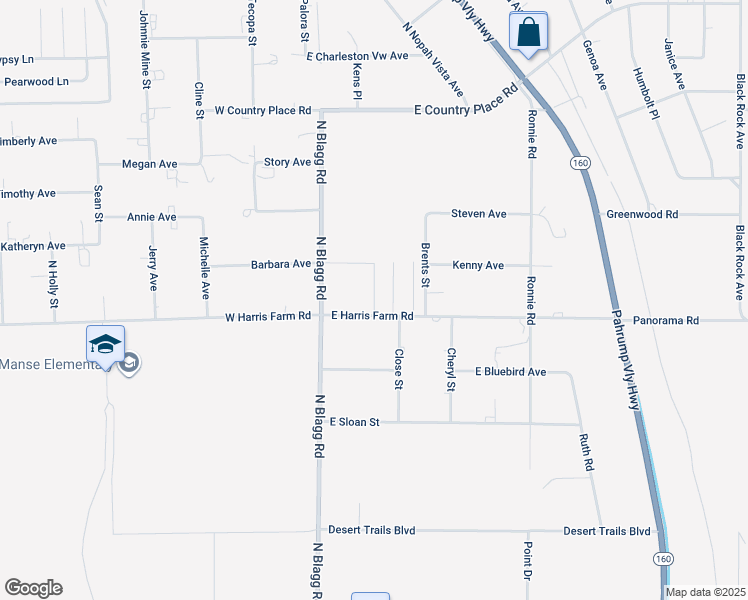 map of restaurants, bars, coffee shops, grocery stores, and more near 5021 Ray Frank Boulevard in Pahrump