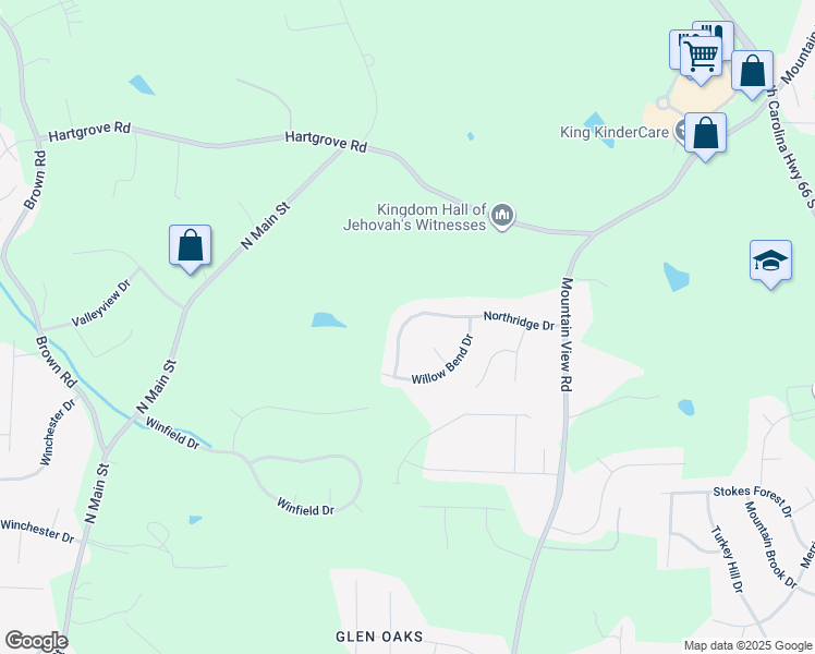 map of restaurants, bars, coffee shops, grocery stores, and more near 229 Northridge Drive in King