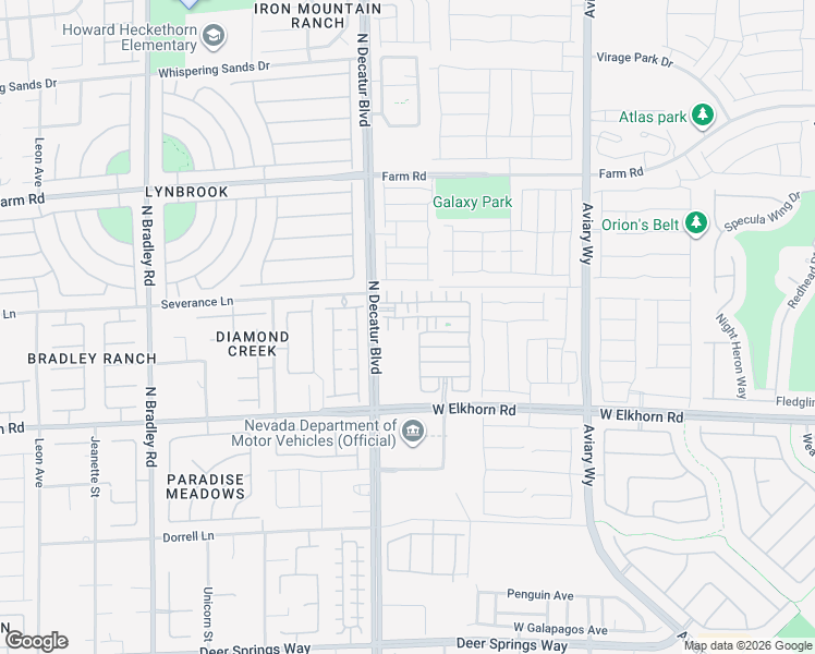 map of restaurants, bars, coffee shops, grocery stores, and more near 7334 North Decatur Boulevard in North Las Vegas