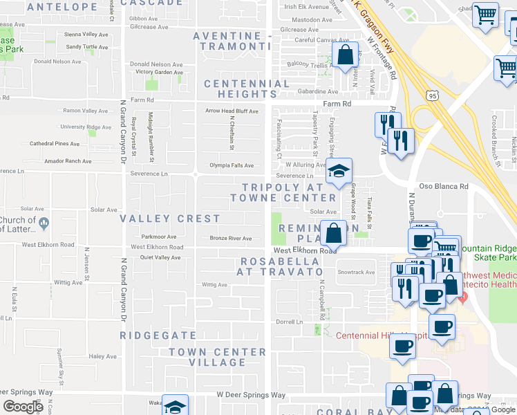 map of restaurants, bars, coffee shops, grocery stores, and more near 9212 Brownstone Ledge Avenue in Las Vegas