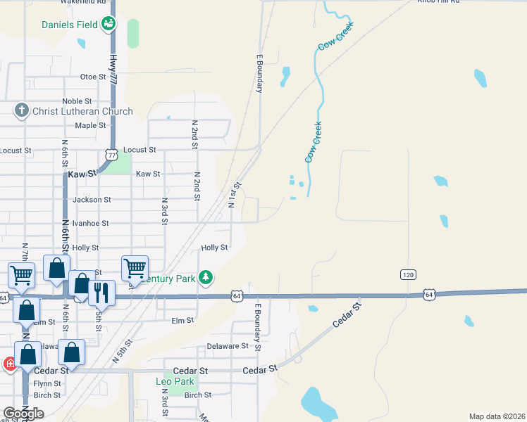 map of restaurants, bars, coffee shops, grocery stores, and more near 1 Ivanhoe Street in Perry