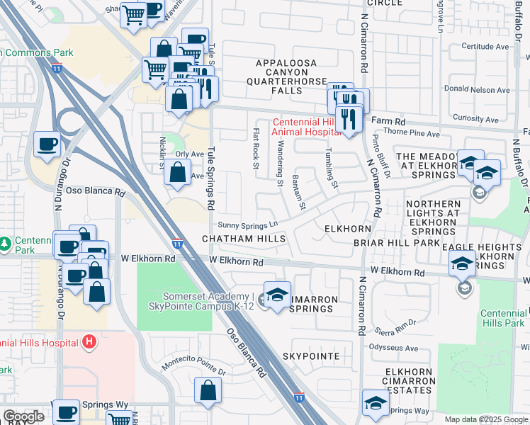 map of restaurants, bars, coffee shops, grocery stores, and more near 8209 Hollister Avenue in Las Vegas