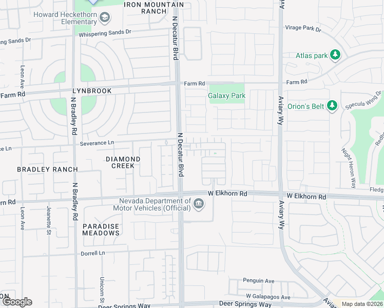 map of restaurants, bars, coffee shops, grocery stores, and more near 7334 North Decatur Boulevard in North Las Vegas