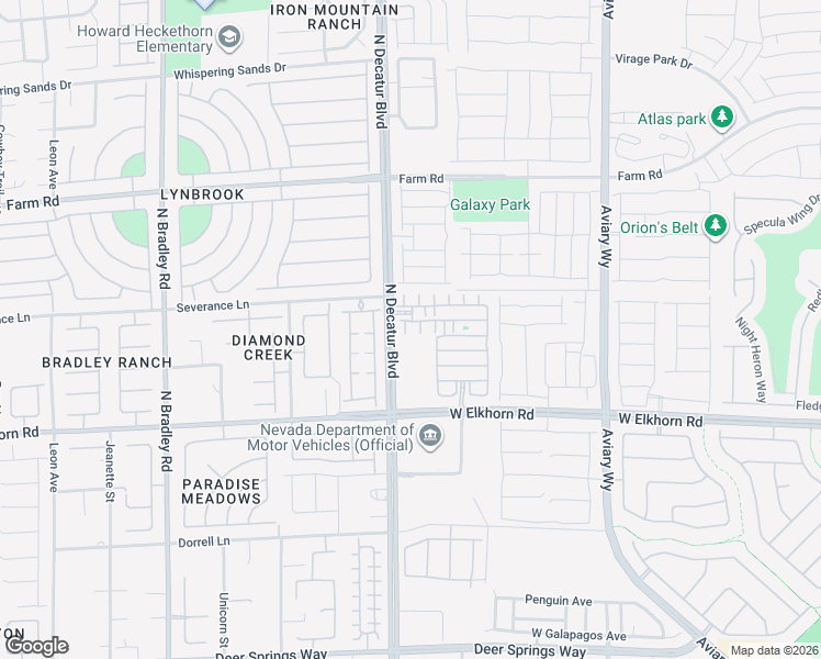 map of restaurants, bars, coffee shops, grocery stores, and more near 7334 North Decatur Boulevard in North Las Vegas