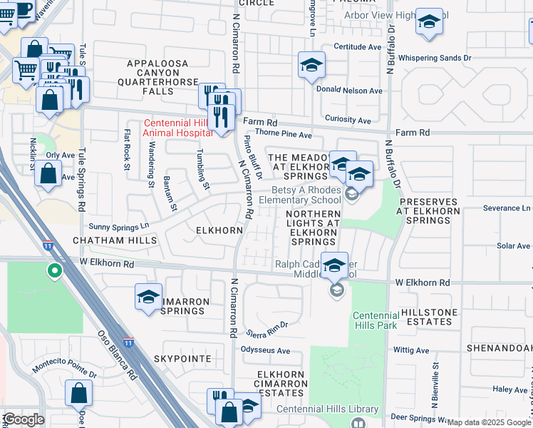 map of restaurants, bars, coffee shops, grocery stores, and more near 7329 Misty Glow Court in Las Vegas