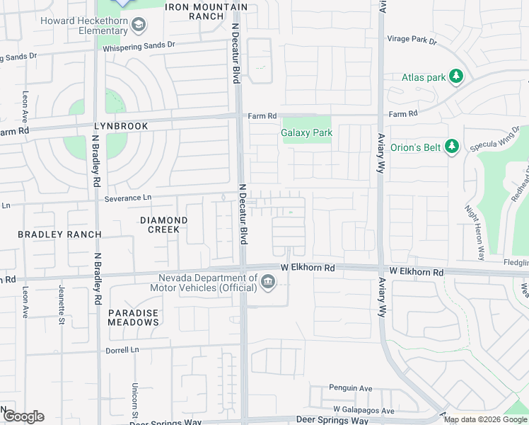 map of restaurants, bars, coffee shops, grocery stores, and more near 7334 North Decatur Boulevard in North Las Vegas