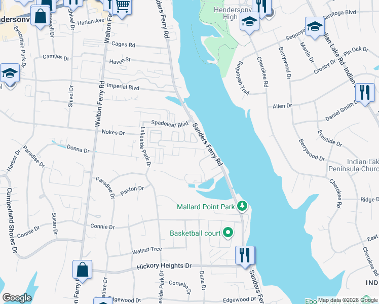 map of restaurants, bars, coffee shops, grocery stores, and more near 200 Sanders Ferry Road in Hendersonville