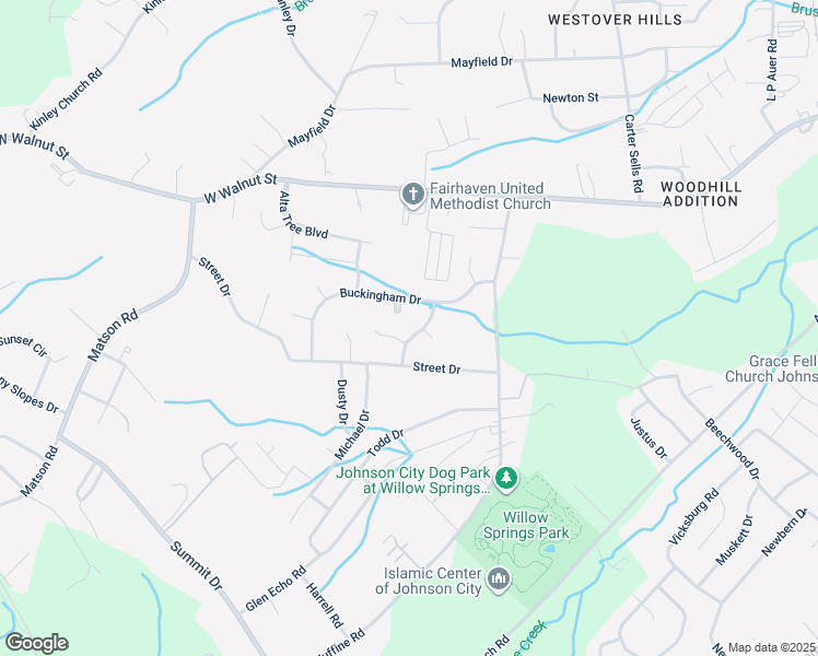 map of restaurants, bars, coffee shops, grocery stores, and more near 1006 Westminster Drive in Johnson City