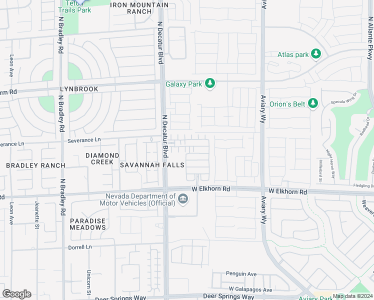 map of restaurants, bars, coffee shops, grocery stores, and more near 7324 North Decatur Boulevard in North Las Vegas