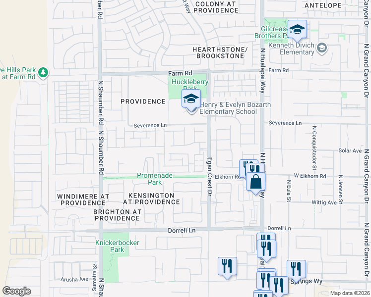 map of restaurants, bars, coffee shops, grocery stores, and more near 10345 Walworth Avenue in Las Vegas