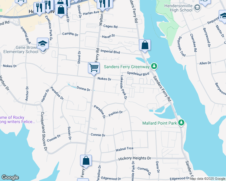 map of restaurants, bars, coffee shops, grocery stores, and more near 101 Carol Drive in Hendersonville