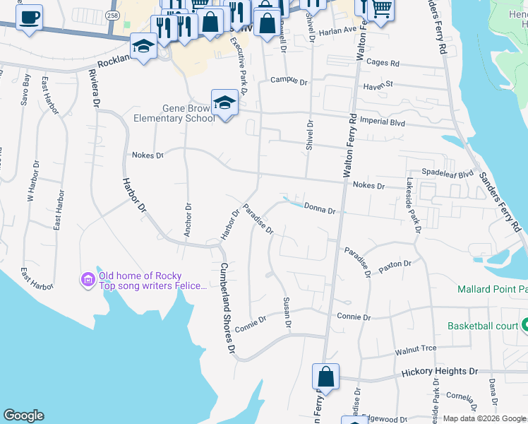 map of restaurants, bars, coffee shops, grocery stores, and more near 298 Donna Drive in Hendersonville