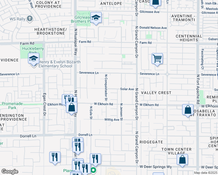 map of restaurants, bars, coffee shops, grocery stores, and more near 9780 Solar Avenue in Las Vegas