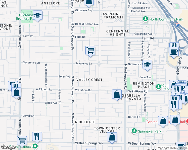 map of restaurants, bars, coffee shops, grocery stores, and more near 7308 Gentle Valley in Las Vegas