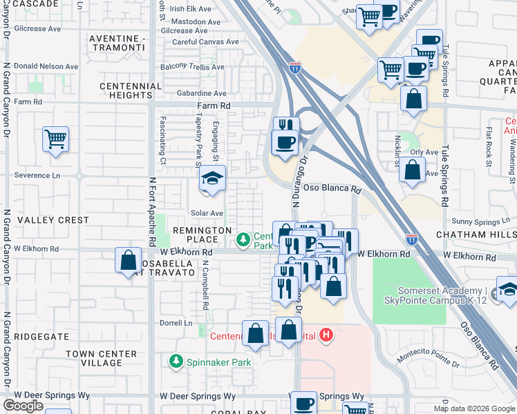 map of restaurants, bars, coffee shops, grocery stores, and more near 8908 Cambridge Glen Court in Las Vegas