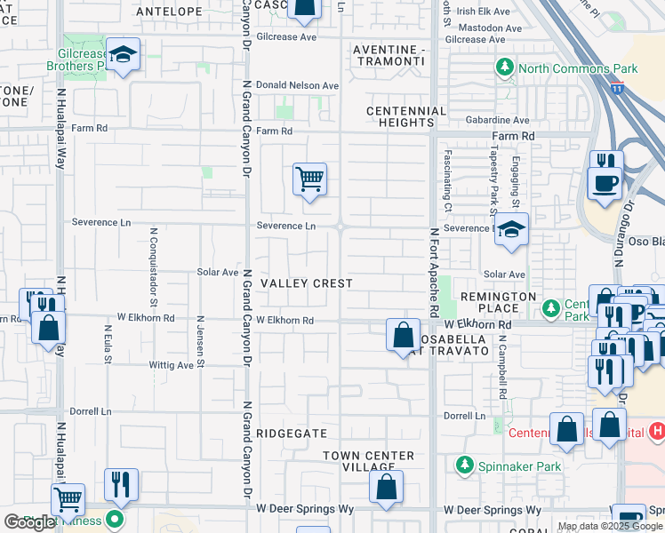 map of restaurants, bars, coffee shops, grocery stores, and more near 7308 Gentle Valley in Las Vegas