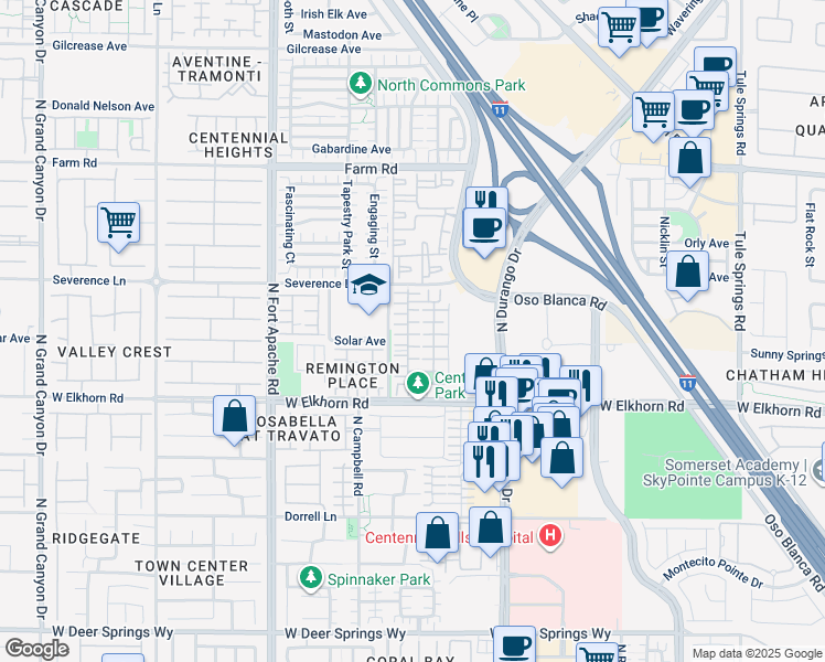 map of restaurants, bars, coffee shops, grocery stores, and more near 8940 Fargo Fair Court in Las Vegas