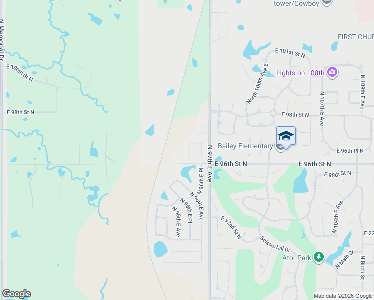 map of restaurants, bars, coffee shops, grocery stores, and more near 9624 North 95th East Avenue in Owasso