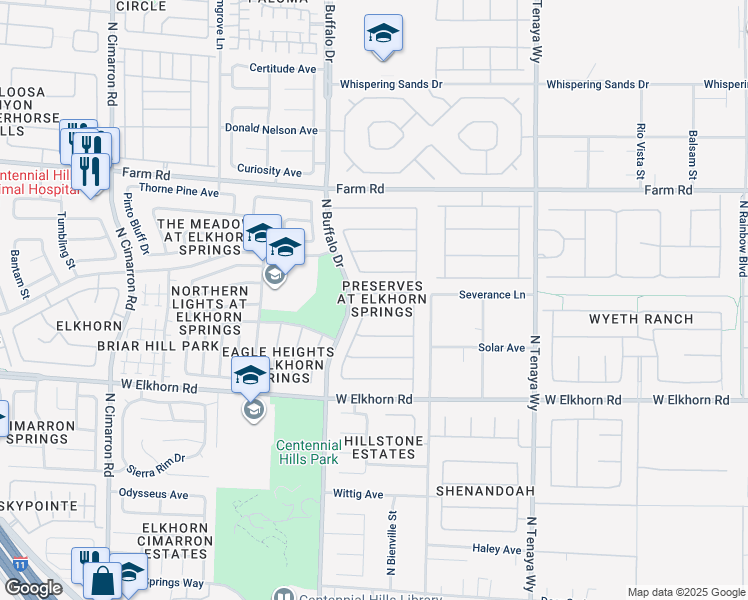 map of restaurants, bars, coffee shops, grocery stores, and more near 7511 Bridlehorne Avenue in Las Vegas