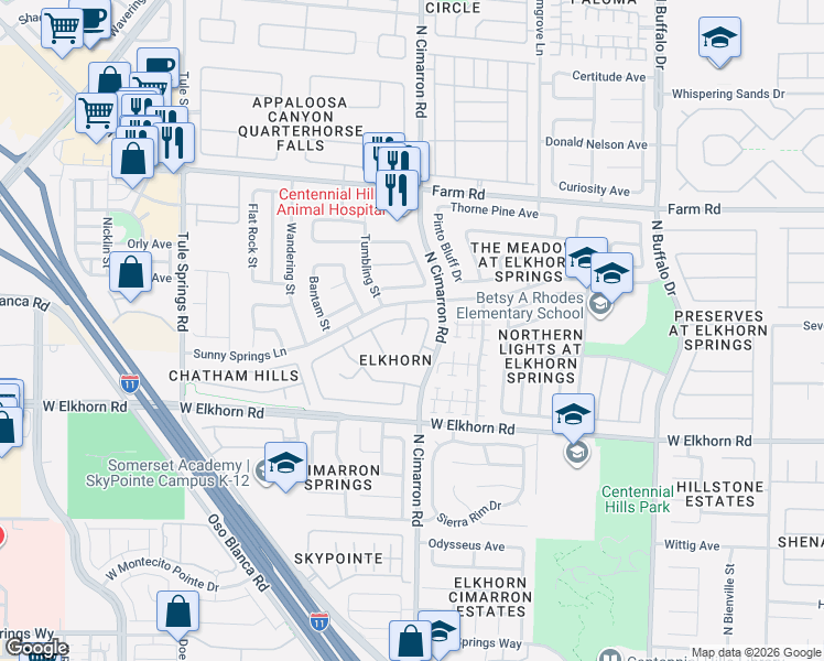 map of restaurants, bars, coffee shops, grocery stores, and more near 7317 Expedition Street in Las Vegas