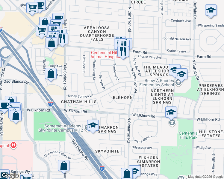 map of restaurants, bars, coffee shops, grocery stores, and more near 8056 Broken Spur Lane in Las Vegas