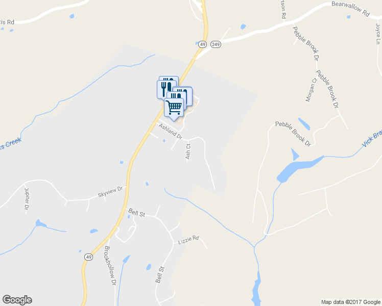 map of restaurants, bars, coffee shops, grocery stores, and more near 107 Ash Court in Ashland City